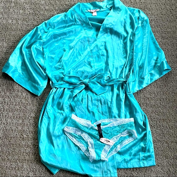 Victoria's Secret Other - Victoria’s Secret Baby Blue Silky Robe & matching panties